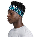 Turquoise Aztec Geometric Pattern Print Sports Headband