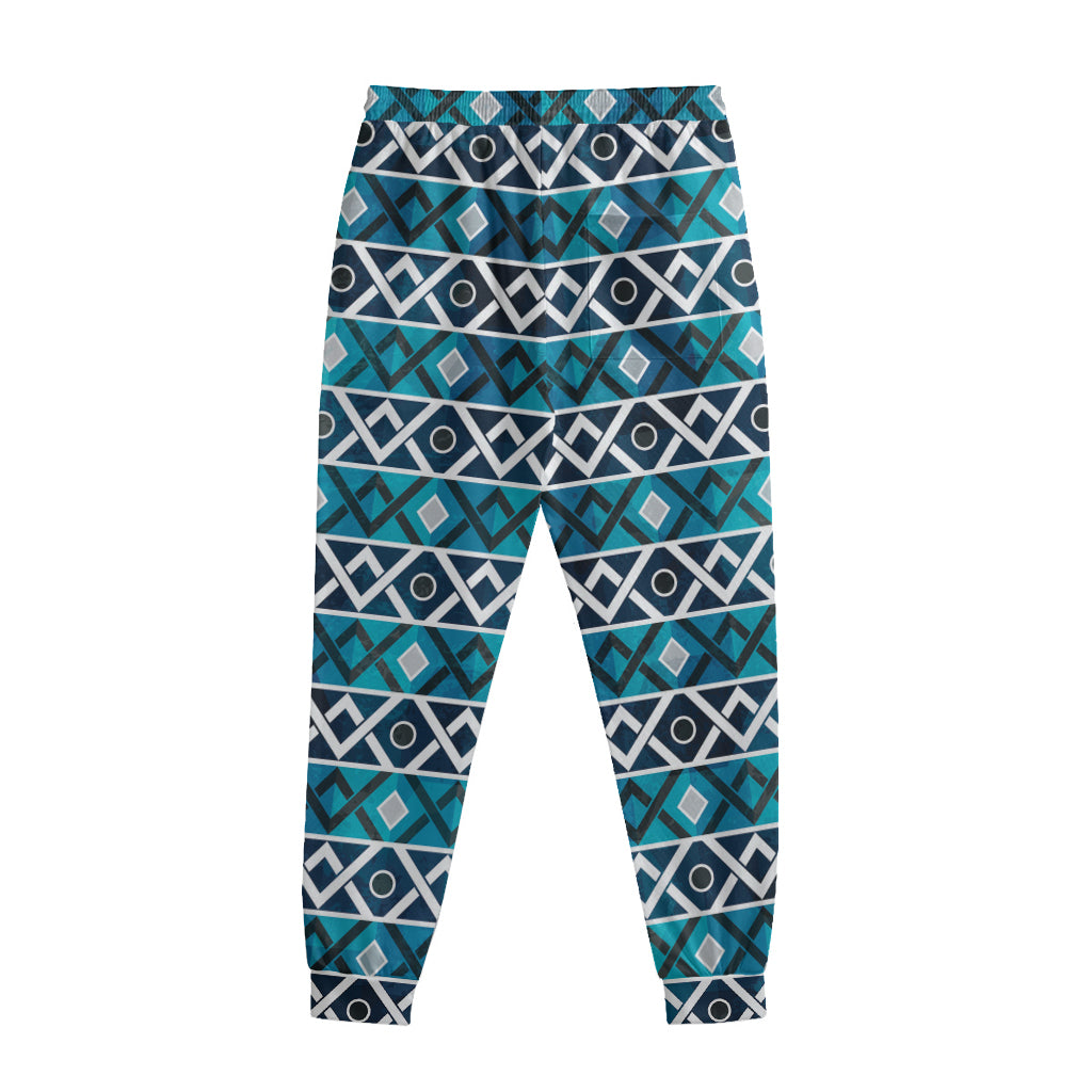 Turquoise Aztec Geometric Pattern Print Sweatpants