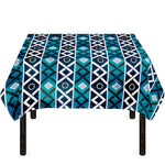 Turquoise Aztec Geometric Pattern Print Tablecloth