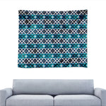 Turquoise Aztec Geometric Pattern Print Tapestry