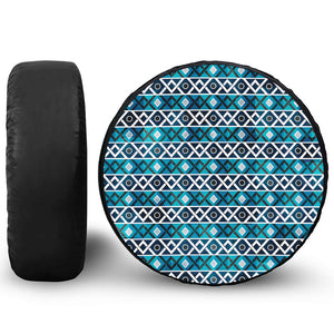 Turquoise Aztec Geometric Pattern Print Tire Cover