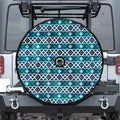 Turquoise Aztec Geometric Pattern Print Tire Cover With Camera Hole