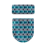 Turquoise Aztec Geometric Pattern Print Toilet Lid And Tank Cover Set