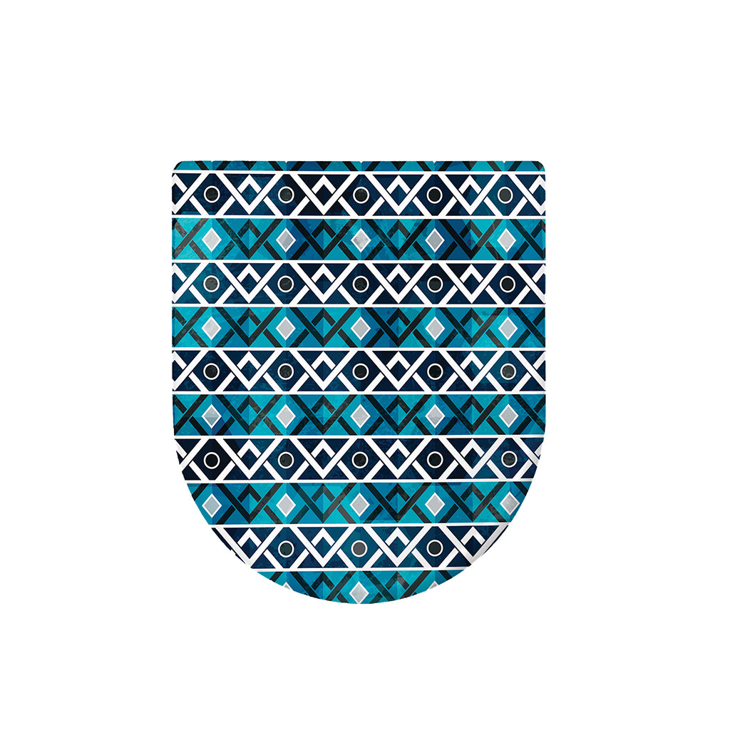 Turquoise Aztec Geometric Pattern Print Toilet Lid Cover