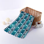 Turquoise Aztec Geometric Pattern Print Towel