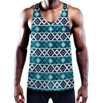 Turquoise Aztec Geometric Pattern Print Training Tank Top