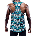 Turquoise Aztec Geometric Pattern Print Training Tank Top