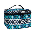 Turquoise Aztec Geometric Pattern Print Travel Makeup Bag