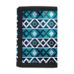Turquoise Aztec Geometric Pattern Print Trifold Wallet
