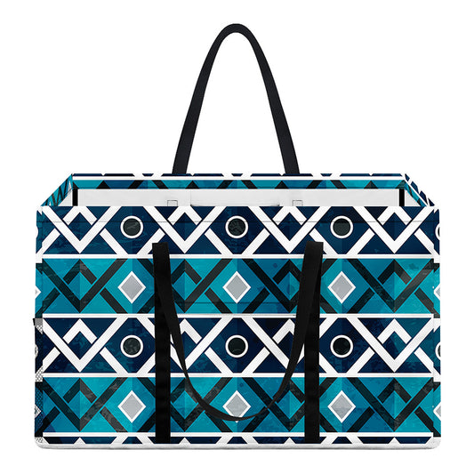 Turquoise Aztec Geometric Pattern Print Utility Tote Bag