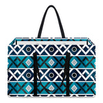 Turquoise Aztec Geometric Pattern Print Utility Tote Bag