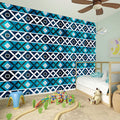 Turquoise Aztec Geometric Pattern Print Wall Sticker