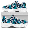 Turquoise Aztec Geometric Pattern Print White Chunky Shoes