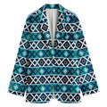 Turquoise Aztec Geometric Pattern Print Women's Blazer