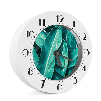 Turquoise Banana Leaf Print Alarm Clock
