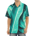 Turquoise Banana Leaf Print Aloha Shirt