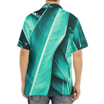 Turquoise Banana Leaf Print Aloha Shirt