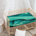 Turquoise Banana Leaf Print Baby Crib Sheet