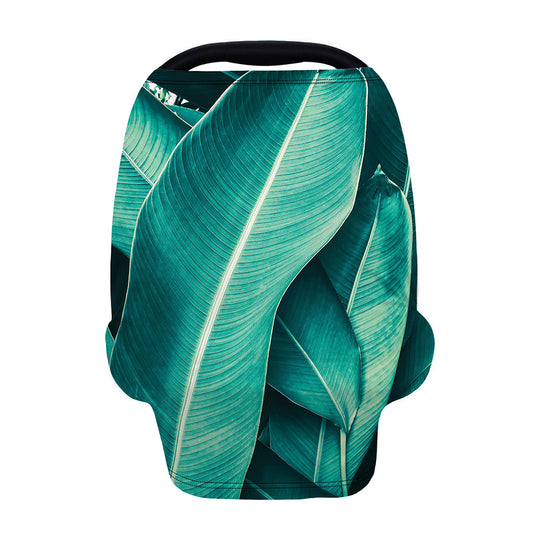 Turquoise Banana Leaf Print Baby Seat Cover