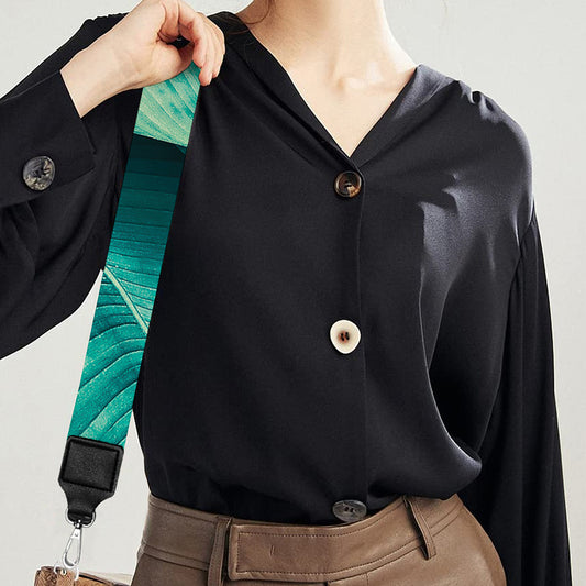 Turquoise Banana Leaf Print Bag Strap