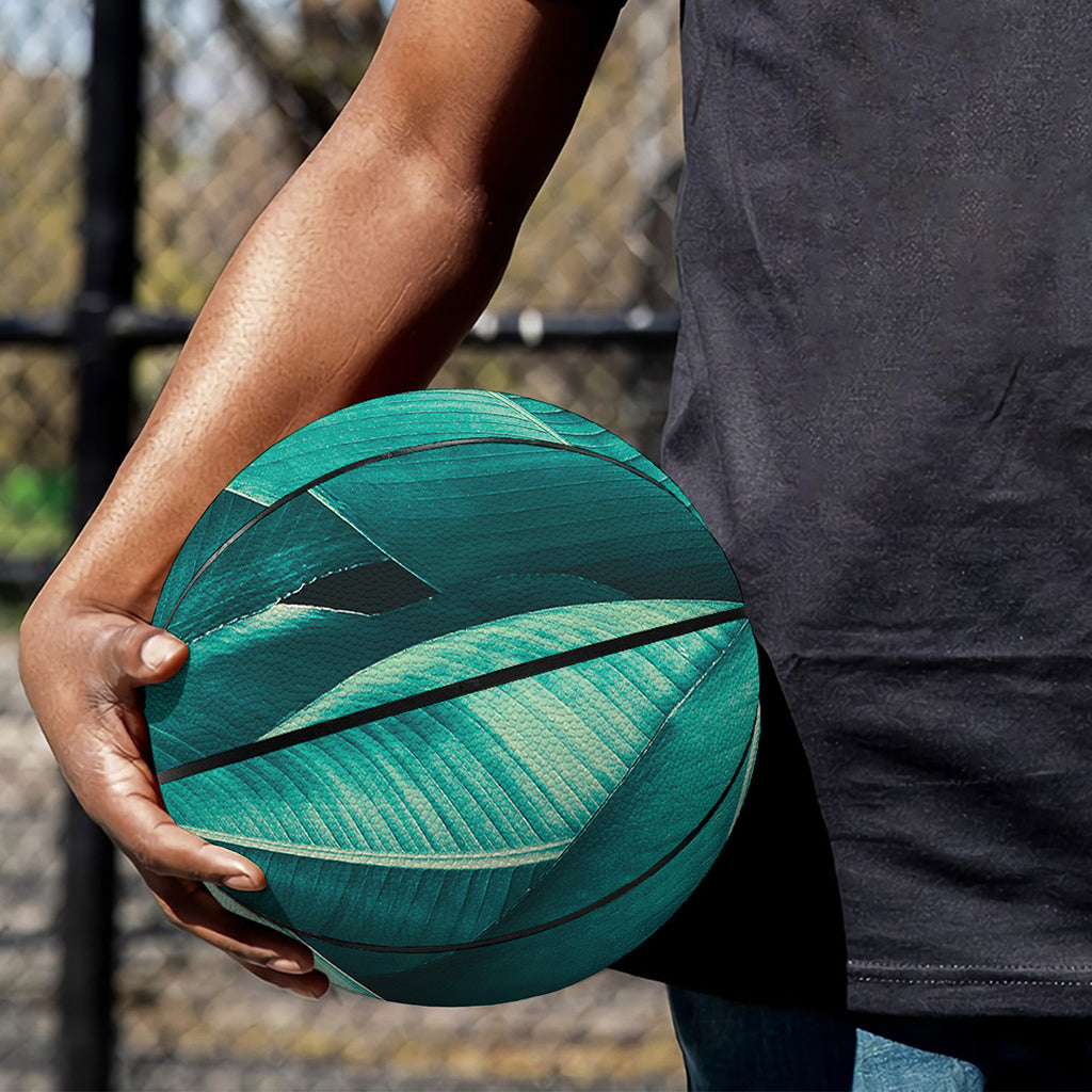 Turquoise Banana Leaf Print Basketball