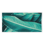 Turquoise Banana Leaf Print Beach Towel