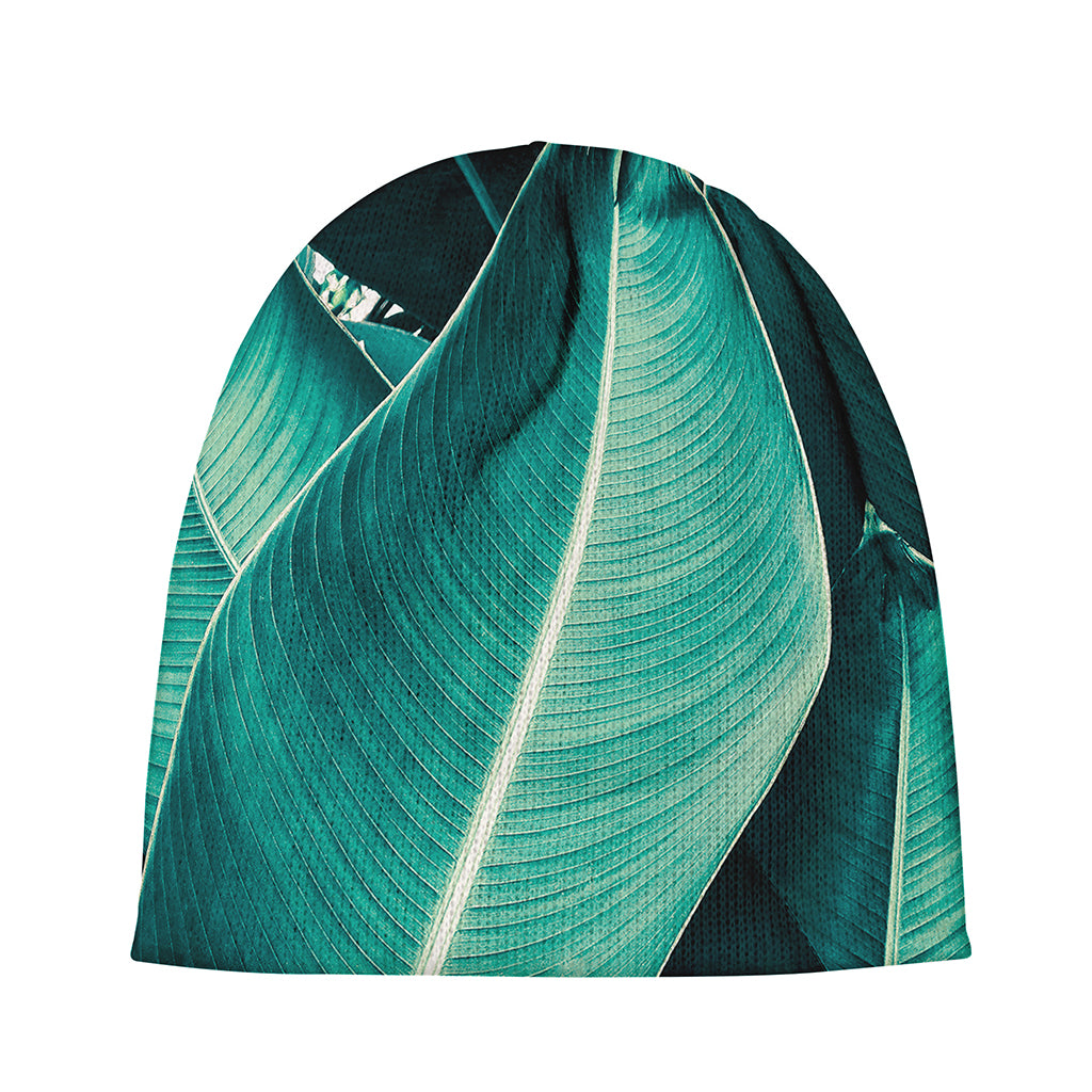 Turquoise Banana Leaf Print Beanie