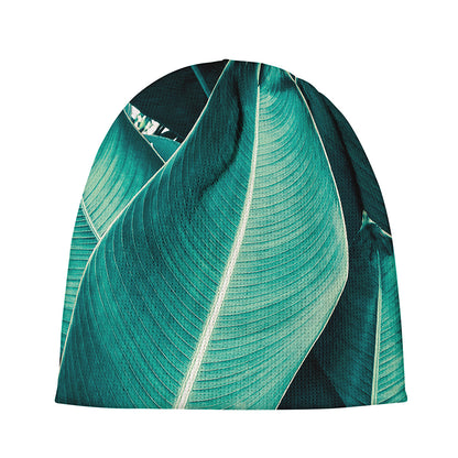 Turquoise Banana Leaf Print Beanie