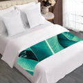 Turquoise Banana Leaf Print Bed Runner