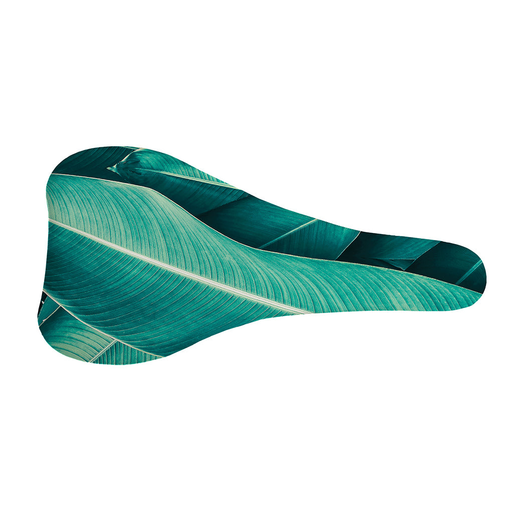 Turquoise Banana Leaf Print Bicycle Seat Cover