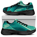 Turquoise Banana Leaf Print Black Chunky Shoes