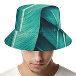Turquoise Banana Leaf Print Bucket Hat