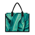 Turquoise Banana Leaf Print Canvas Tote Bag