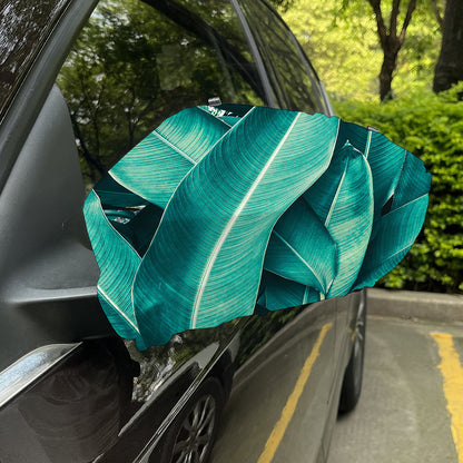 Turquoise Banana Leaf Print Car Side Mirror Covers