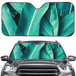 Turquoise Banana Leaf Print Car Windshield Sun Shade