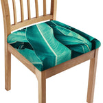 Turquoise Banana Leaf Print Chair Cushion Cover