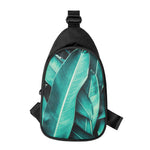 Turquoise Banana Leaf Print Chest Bag