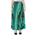 Turquoise Banana Leaf Print Chiffon Maxi Skirt