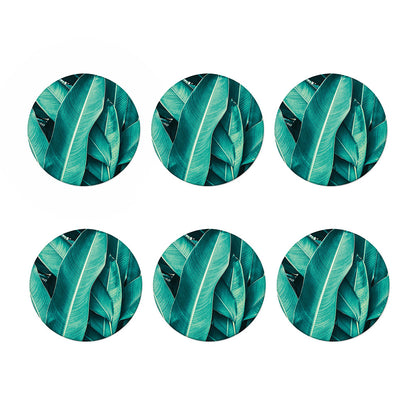 Turquoise Banana Leaf Print Coaster Set