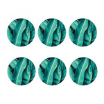 Turquoise Banana Leaf Print Coaster Set