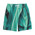 Turquoise Banana Leaf Print Cotton Shorts