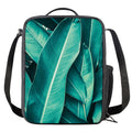 Turquoise Banana Leaf Print Crossbody Lunch Bag
