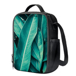 Turquoise Banana Leaf Print Crossbody Lunch Bag