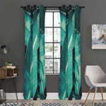 Turquoise Banana Leaf Print Curtain