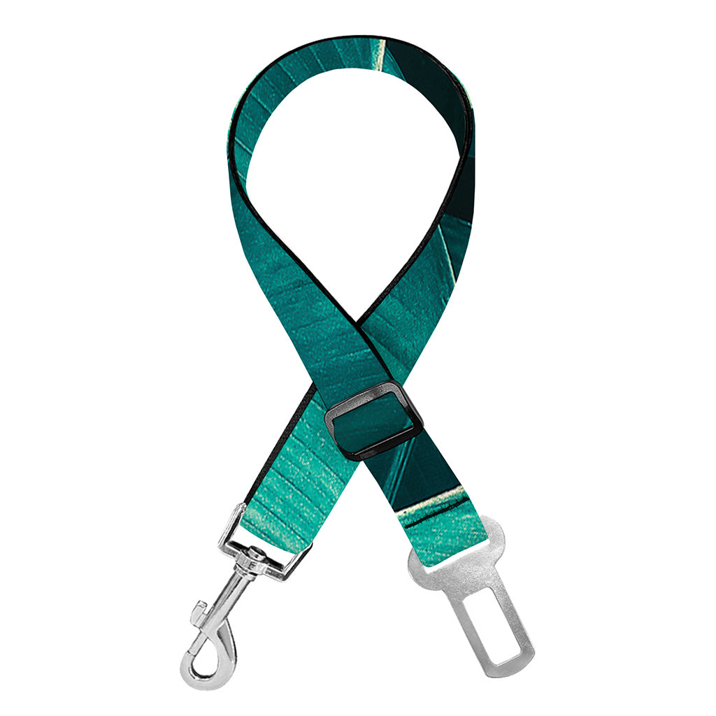 Turquoise Banana Leaf Print Dog Seat Belt