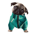 Turquoise Banana Leaf Print Dog Zip Up Jacket