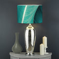 Turquoise Banana Leaf Print Drum Lamp Shade