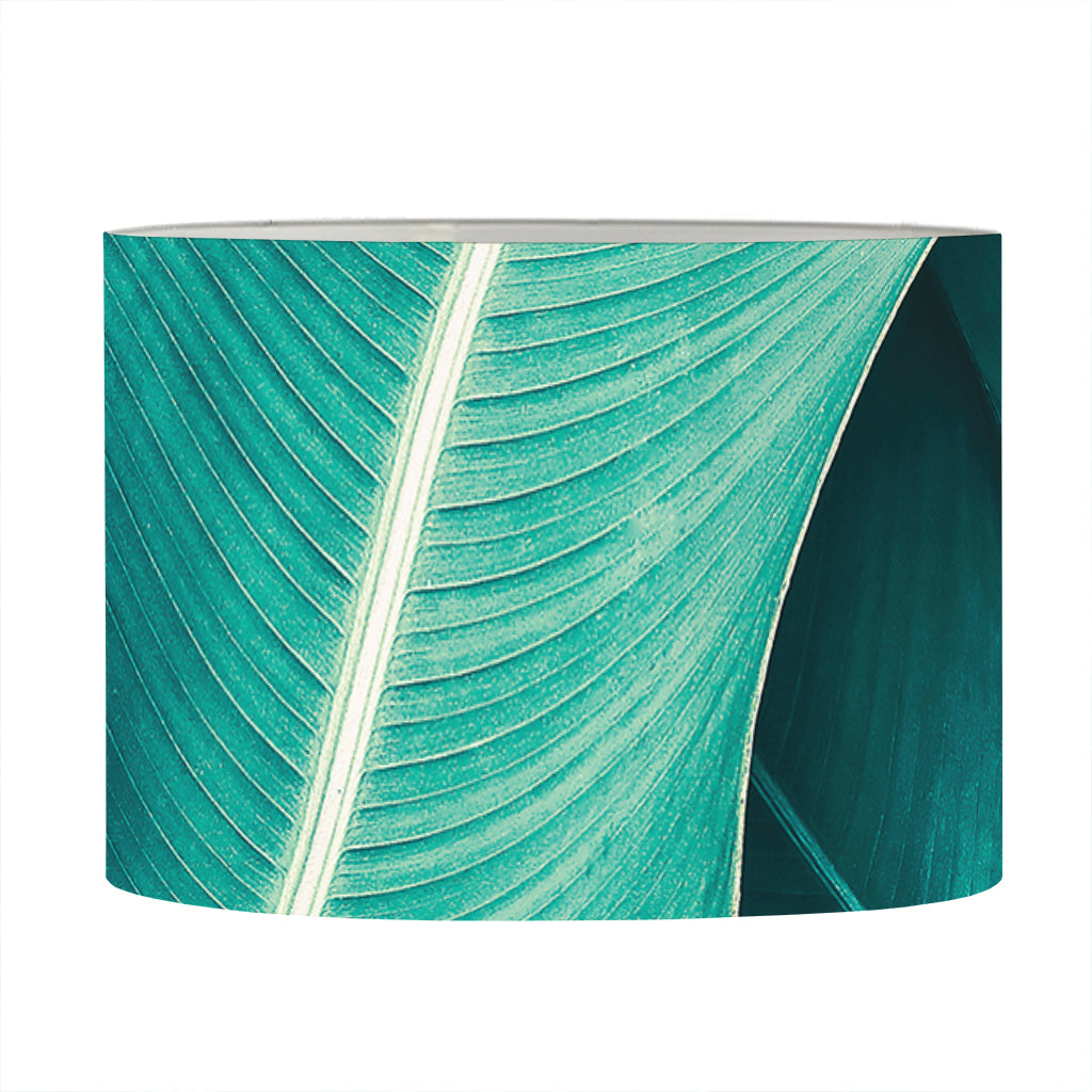 Turquoise Banana Leaf Print Drum Lamp Shade