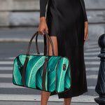 Turquoise Banana Leaf Print Duffle Bag