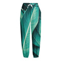 Turquoise Banana Leaf Print Fleece Lined Knit Pants